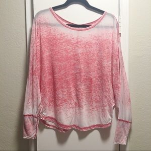 Pink/red burnout dolman long sleeve tee